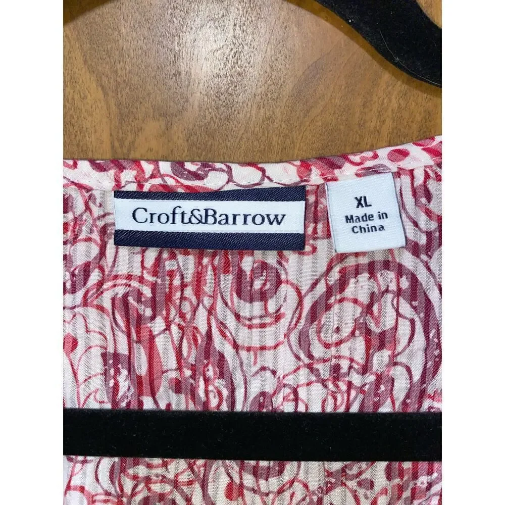 Croft & barrow short sleeve button up stretchy Top SZ XL 57% Polyester 43%cotton - Picture 4 of 5